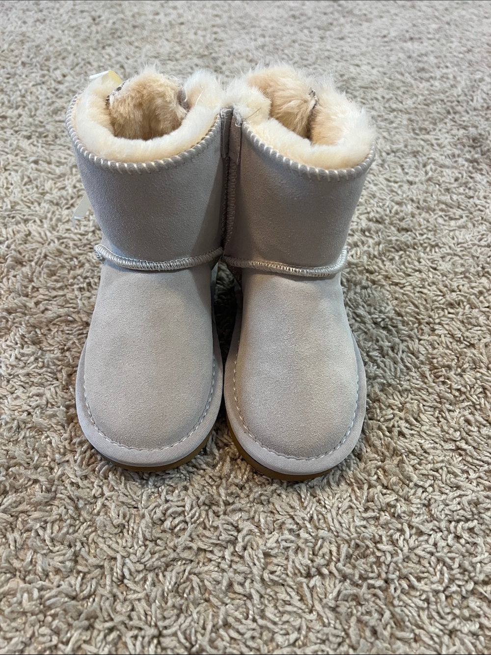 UGG Kids Light Gray Shearling-Lined Boots